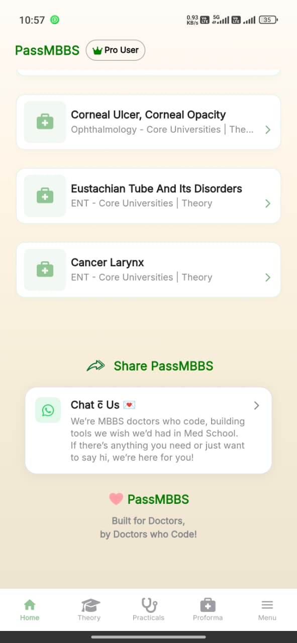 PassMBBS app home screen